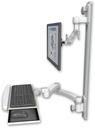 AccessMount™ Inverted Ultra 500 LCD mount on a 36" wall track with separate arms, a wrist-rest keyboard tray, and a 20" double-arm