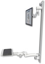 AccessMount™ Inverted Ultra 500 LCD mount on a 50" wall track with separate arms, a 12" paralink keyboard tray, and an 11" arm