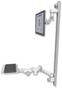 AccessMount™ Inverted Ultra 500 LCD mount on a 50" wall track with separate arms, a 12" paralink keyboard tray, and a 20" double-arm