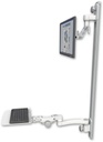 AccessMount™ Inverted Ultra 500 LCD mount on a 50" wall track with separate arms, a 12" flat paralink keyboard tray, and an 11" arm