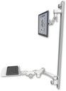 AccessMount™ Inverted Ultra 500 LCD mount on a 50" wall track with separate arms, a 12" flat paralink keyboard tray, and a 20" double-arm