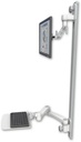 AccessMount™ Inverted Ultra 500 LCD mount on a 50" wall track with separate arms, a 12" flat keyboard tray, and a 20" double-arm