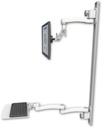 AccessMount™ Inverted Ultra 500 LCD mount on a 50" wall track with separate arms, a 12" flat keyboard tray, and an 11" arm and 20" double-arm