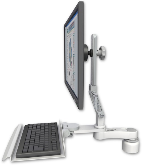 AccessMount™ Ultra 510 LCD desk mount with a 1" riser, a 12" keyboard tray, and an 6" arm