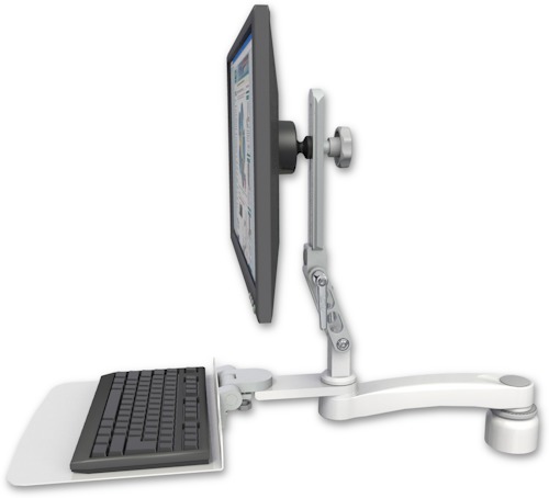 AccessMount™ Ultra 510 LCD desk mount with a 1" riser, a 12" flat keyboard tray, and an 11" arm