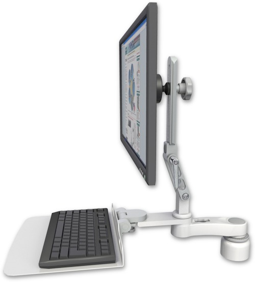 AccessMount™ Ultra 510 LCD desk mount with a 1" riser, a 12" flat keyboard tray, and an 6" arm