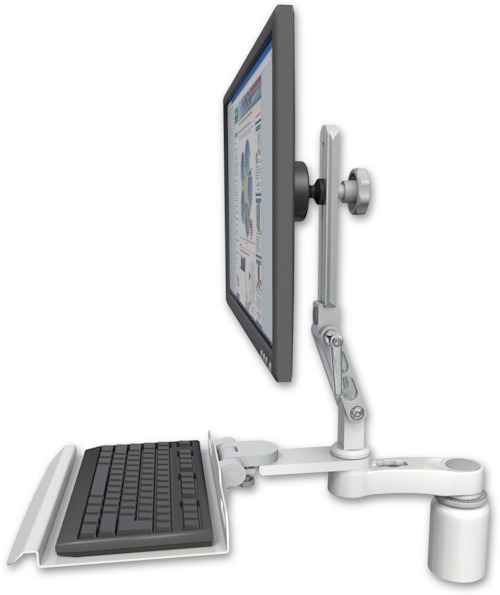 AccessMount™ Ultra 510 LCD desk mount with a 3" riser, a 12" keyboard tray, and an 6" arm