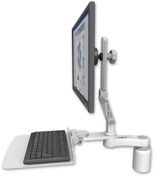 AccessMount™ Ultra 510 LCD desk mount with a 3" riser, a 12" flat keyboard tray, and an 6" arm