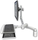 AccessMount™ Ultra 510 LCD desk mount with a 3" riser, a wrist-rest keyboard tray, and a 20" double-arm