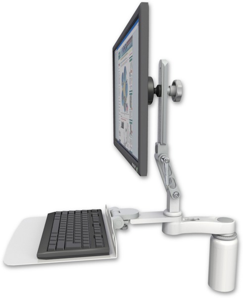 AccessMount™ Ultra 510 LCD desk mount with a 5" riser, a 12" flat keyboard tray, and an 6" arm