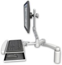 AccessMount™ Ultra 510 LCD desk mount with a 5" riser, a wrist-rest keyboard tray, and a 20" double-arm