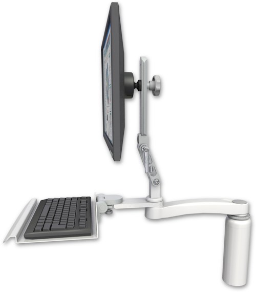 AccessMount™ Ultra 510 LCD desk mount with a 7.5" riser, a 12" keyboard tray, and an 11" arm