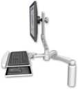 AccessMount™ Ultra 510 LCD desk mount with a 7.5" riser, a wrist-rest keyboard tray, and a 20" double-arm