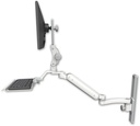 AccessMount™ Ultra 182 Arm with Paralink monitor mount mount on a 19" wall track slider, a 12" keyboard tray, and an 11" arm