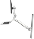 AccessMount™ Ultra 182 Arm with Paralink monitor mount mount on a 36" wall track slider, a 12" flat keyboard tray, and an 6" arm