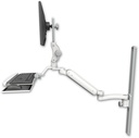 AccessMount™ Ultra 182 Arm with Paralink monitor mount mount on a 36" wall track slider, a wrist-rest keyboard tray, and an 11" arm
