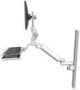 AccessMount™ Ultra 182 Arm with Paralink monitor mount mount on a 36" wall track slider, a wrist-rest keyboard tray, and an 6" arm