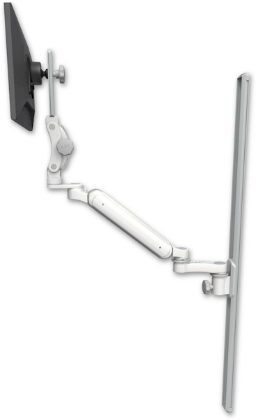 AccessMount™ Ultra 182 Arm with Paralink monitor mount mount on a 50" wall track slider and an 6" arm