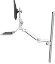 AccessMount™ Ultra 182 Arm with Paralink monitor mount mount on a 50" wall track slider, a 12" keyboard tray, and an 11" arm