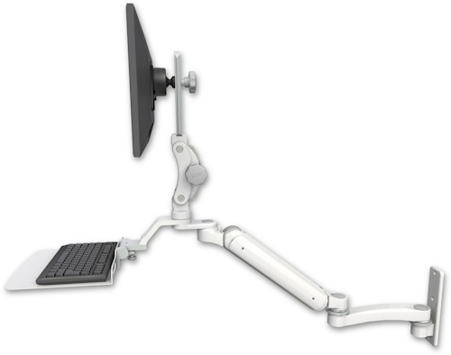 AccessMount™ Ultra 182 Arm with Paralink monitor mount wall mount, a 12" flat keyboard tray, and an 11" arm