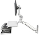 AccessMount™ Ultra 182 Arm with Paralink monitor mount wall mount and a work surface tray and slide-out keyboard tray