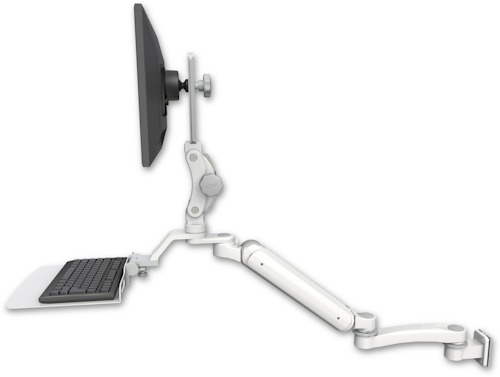 AccessMount™ Ultra 182 Arm with Paralink monitor mount 3.5" wall mount, a 12" flat keyboard tray, and an 11" arm