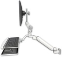 AccessMount™ Ultra 182 Arm with Paralink monitor mount 3.5" wall mount and a wrist-rest keyboard tray