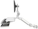 AccessMount™ Ultra 182 Arm with Paralink monitor mount 3.5" wall mount, a work surface tray and slide-out keyboard tray, and an 6" arm