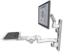 AccessMount™ Ultra 500 LCD mount on a 19" wall track with separate arms, a 12" paralink keyboard tray, and an 11" arm