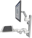AccessMount™ Ultra 500 LCD mount on a 19" wall track with separate arms and a 12" paralink keyboard tray