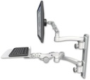 AccessMount™ Ultra 500 LCD mount on a 19" wall track with separate arms, a 12" flat paralink keyboard tray, and an 11" arm and 20" double-arm