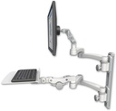 AccessMount™ Ultra 500 LCD mount on a 19" wall track with separate arms, a 12" flat paralink keyboard tray, and two 20" double-arms
