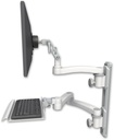 AccessMount™ Ultra 500 LCD mount on a 19" wall track with separate arms, a 12" keyboard tray, and an 11" arm and 20" double-arm