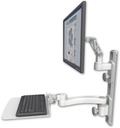 AccessMount™ Ultra 500 LCD mount on a 19" wall track with separate arms, a 12" flat keyboard tray, and an 11" arm