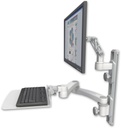 AccessMount™ Ultra 500 LCD mount on a 19" wall track with separate arms, a 12" flat keyboard tray, and a 20" double-arm