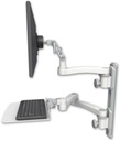 AccessMount™ Ultra 500 LCD mount on a 19" wall track with separate arms, a 12" flat keyboard tray, and an 11" arm and 20" double-arm