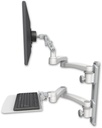 AccessMount™ Ultra 500 LCD mount on a 19" wall track with separate arms, a 12" flat keyboard tray, and two 20" double-arms