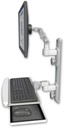 AccessMount™ Ultra 500 LCD mount on a 19" wall track with separate arms and a wrist-rest keyboard tray