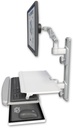 AccessMount™ Ultra 500 LCD mount on a 19" wall track with separate arms and a work surface tray and slide-out keyboard tray