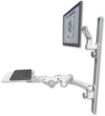 AccessMount™ Ultra 500 LCD mount on a 36" wall track with separate arms, a 12" flat paralink keyboard tray, and a 20" double-arm