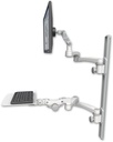 AccessMount™ Ultra 500 LCD mount on a 36" wall track with separate arms, a 12" flat paralink keyboard tray, and two 20" double-arms