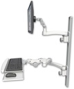AccessMount™ Ultra 500 LCD mount on a 36" wall track with separate arms, a paralink keyboard tray w/ wrist rest bend, and an 11" arm and 20" double-arm