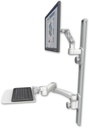 AccessMount™ Ultra 500 LCD mount on a 36" wall track with separate arms, a 12" flat keyboard tray, and a 20" double-arm