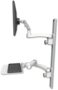 AccessMount™ Ultra 500 LCD mount on a 36" wall track with separate arms, a 12" flat keyboard tray, and an 11" arm and 20" double-arm