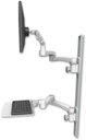AccessMount™ Ultra 500 LCD mount on a 36" wall track with separate arms, a 12" flat keyboard tray, and two 20" double-arms