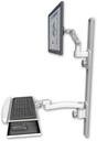AccessMount™ Ultra 500 LCD mount on a 36" wall track with separate arms, a wrist-rest keyboard tray, and an 11" arm