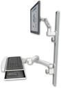 AccessMount™ Ultra 500 LCD mount on a 36" wall track with separate arms, a wrist-rest keyboard tray, and a 20" double-arm
