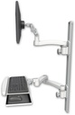 AccessMount™ Ultra 500 LCD mount on a 36" wall track with separate arms, a wrist-rest keyboard tray, and an 11" arm and 20" double-arm