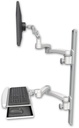 AccessMount™ Ultra 500 LCD mount on a 36" wall track with separate arms, a wrist-rest keyboard tray, and two 20" double-arms