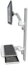 AccessMount™ Ultra 500 LCD mount on a 36" wall track with separate arms and a wrist-rest keyboard tray